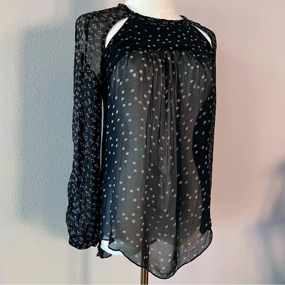 Isabel Marant Sheer Cutout Long Sleeve Blouse